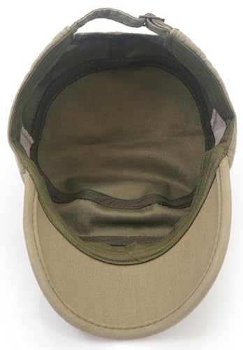 Men Flat Top Hat Cadet Army Cap Twill Cotton Baseball Military Cap - color: F - Green