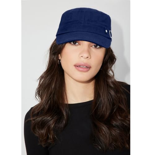 Army Cadet Cap for Men Women Military Flat Top Cap Baseball Caps - color: Navy Blue