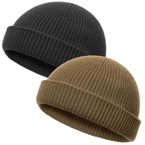 vidsel Thin Wool Fisherman Beanie Hat for Men Women Fall Winter Fashion Cap - color: 2-dark Gray, Khaki