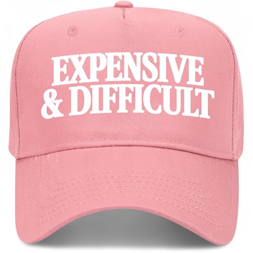 Expensive & Difficult Serif Vintage Trucker Hat | Funny Premium Snapback Baseball Hat for Men & Women - color: Pink