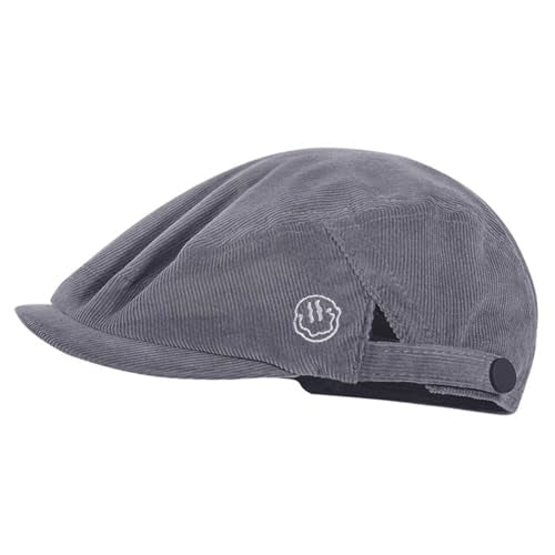 Croogo Men's Newsboy Flat Cap Corduroy Ivy Cap Casual Winter Duckbill Hat Irish Catsby Golf Beret Hat - color: Bl27-gray