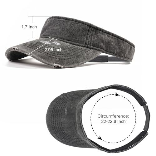 ANDICEQY Retro Ripped Sun Visor Hat, Baseball Sun Visors for Women and Men - color: Retro Black