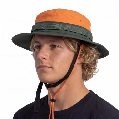 Color-Blocked Fisherman Style Sun Hat for Outdoor Camping, Surfing & Vacations - Wide Brim, UV Protective, Anti-Slip - color: B_burnt Orange