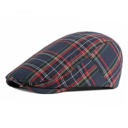 Unisex Classic Plaid Beret Newsboy Hats Flat Sun Hat Sport Golf Baseball Caps Cabbie Driving Cap Hats for Women Men - color: Navy Blue