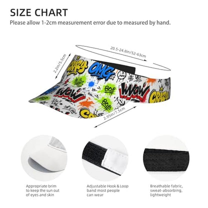 Sun Visor Hats Adjustable Open Top Sport Hat for Golf Women/Men - color: Graffiti Pattern