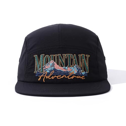 Quick Dry 5 Panel Hats for Men Waterproof Flat Brim Hat Lightweight 5-Panel Baseball Caps Casual Trucker Snapback Hat - color: Mg-pym2575-black