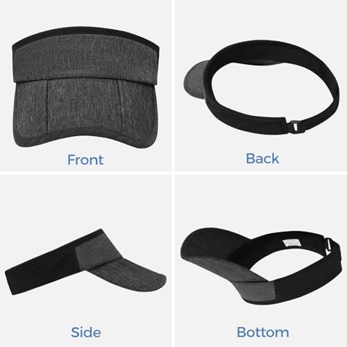 Foldable Sports Sun Visor Hat - Adjustable Running Golf Tennis Cap with Mesh&Reflective Design, Quick Drying for Men & Women - color: Gray/Non-reflective