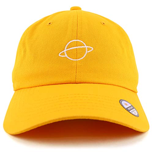 Trendy Apparel Shop Planet Embroidered Low Profile Soft Cotton Dad Hat Cap - color: Gold