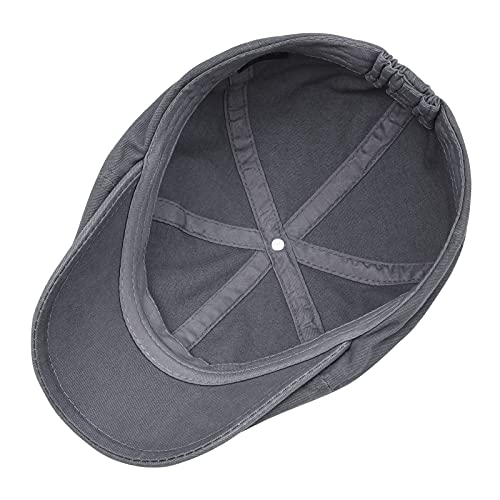 VOBOOM Cotton Washing Flat Cap Cabbie Hat Gatsby Ivy Irish Hunting Newsboy - color: Dark Grey