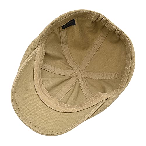 VOBOOM Cotton Flat Cabbie Hat Gatsby Ivy Irish Hunting Newsboy Cap - color: Khaki