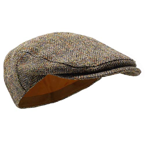 Nevis Flat Cap - 100% Handwoven Wool – Harris Tweed – Water Resistant - color: Classic Herringbone, size: 7 1/4-7 3/8