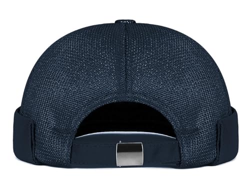 DIYDECAL Mens Mesh Brimless Cap,Summer Skullcap Docker Beanie Hat - color: Navy Blue