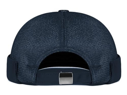 DIYDECAL Mens Mesh Brimless Cap,Summer Skullcap Docker Beanie Hat - color: Navy Blue