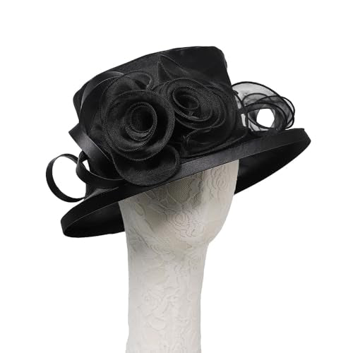 Floral Wedding Hat for Women's Tea Party Fascinators Kentucky Church Derby Hats - color: Black