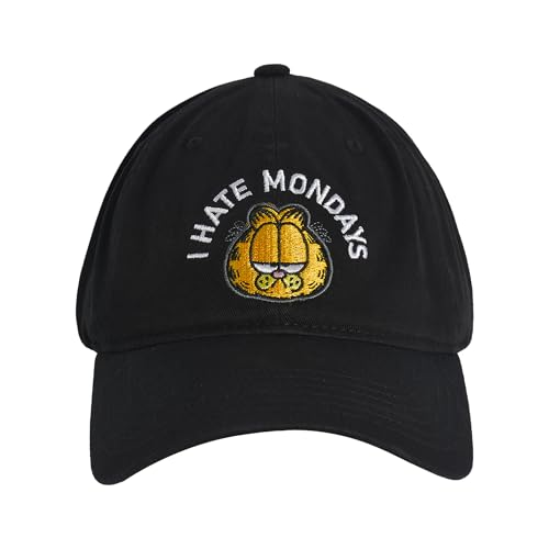 Concept One Unisex Adult Garfield Dad Hat, Cotton Adjustable Baseball Cap with Curved Brim - color: Black