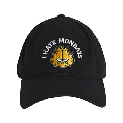 Concept One Unisex Adult Garfield Dad Hat, Cotton Adjustable Baseball Cap with Curved Brim - color: Black