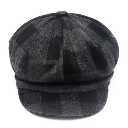 ZLYC Women Classic Newsboy Cap Visor 8 Panel Gatsby Cabbie Paperboy Hat - color: Plaid Dark Gray
