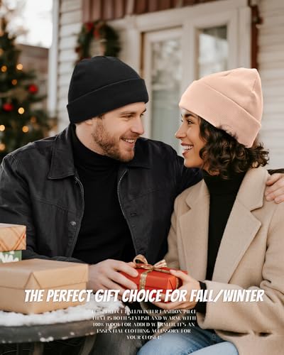 100% Cotton Beanie for Women Men Soft Knit Beanies Warm Winter Hat - color: Light Pink