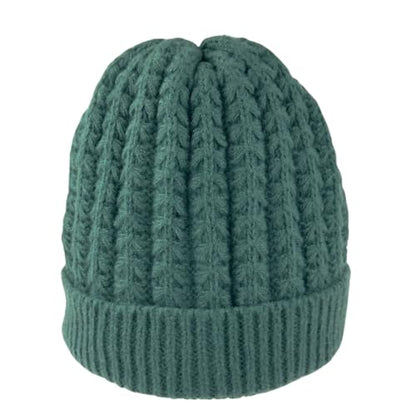Humble Hilo Knit Hats Beanies for Women Winter Pom Beanie Men or Women Beanies Cable Knit Beanie - color: Dark Teal