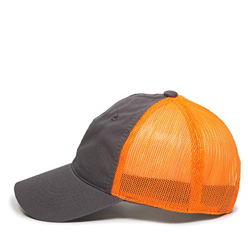 Outdoor Cap Garment Washed Meshback Cap - color: Charcoal/Neon Orange