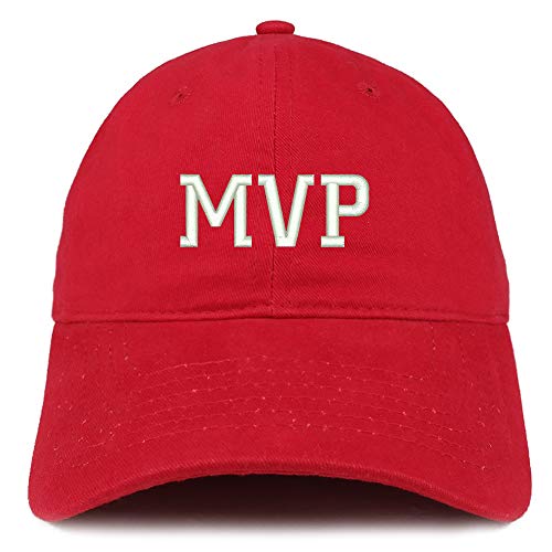 Trendy Apparel Shop MVP Embroidered Unstructured Cotton Dad Hat - color: Red