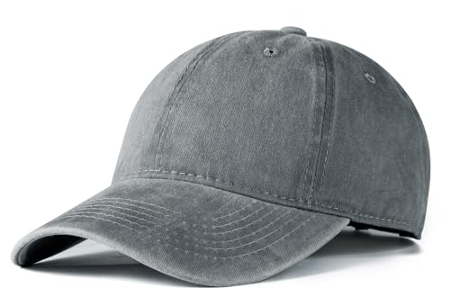 Edoneery Baseball Cap for Men and Women, Low Profile Washed Cotton Dad Hat - color: Grey