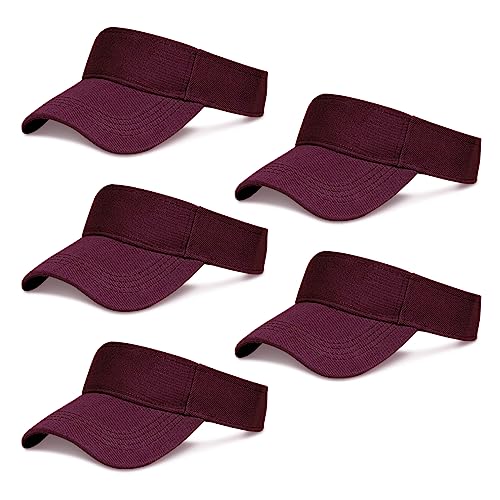 Rbenxia 5 PCS Adjustable Sport Visors Sun Visor Hats Cap Visors Women Men - color: Burgundy, size: One Size