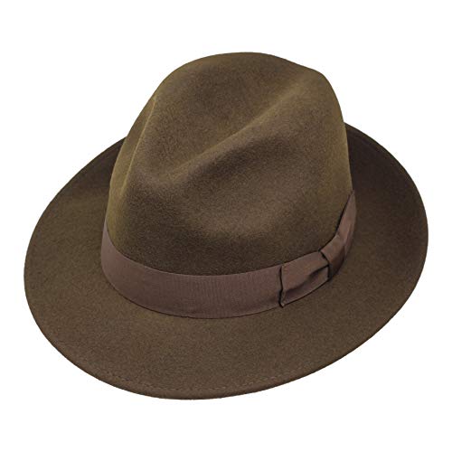 Swift - Lightweight Fedora - 100% Wool Felt - Crushable for Travel - Water Resistant - Snap Brim - color: Dark Brown, size: 6 3/4-6 7/8