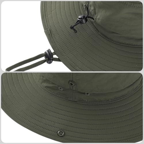 Connectyle Sun Hat for Men Women Outdoor UV Protection Safari Hat for Fishing Hiking Gardening Breathable Cowboy Hat UPF50 - color: Army Green