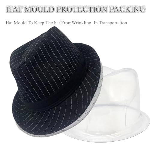 2 Pack 1920S Gangster Mob Boss Costume Pinstripe Fedora Hat Men Women - color: Black/White(size:m-l), size: Medium-Large
