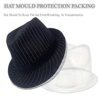 2 Pack 1920S Gangster Mob Boss Costume Pinstripe Fedora Hat Men Women - color: Black/White(size:m-l), size: Medium-Large