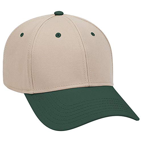 OTTO 6 Panel Low Profile Superior Cotton Twill Cap - color: Dk.grn/Kha/Kha