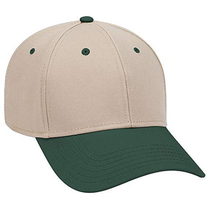 OTTO 6 Panel Low Profile Superior Cotton Twill Cap - color: Dk.grn/Kha/Kha