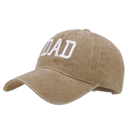 Mom and Dad Hats Fathers Day Mothers Day Embroidered Adjustable Baseball Cap New Parents Gift for Couples - color: Dad-khaki