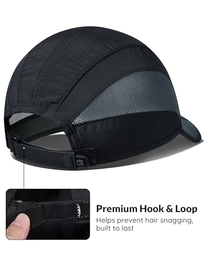 GADIEMKENSD Quick Dry Running Hat, UPF50+, Cooling Breathable Mesh, Water-Repellent, Plain & Packable, Anti-Glare - color: Black