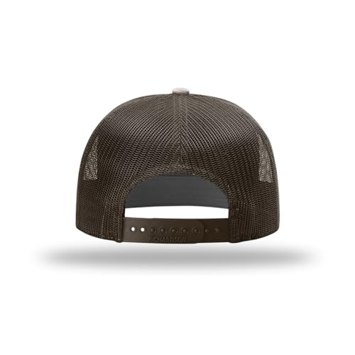 Richardson 168 Hi-Pro 7 Panel Adjustable Snapback Trucker Mesh Back Cap - color: Bark Duck Camo/Brown