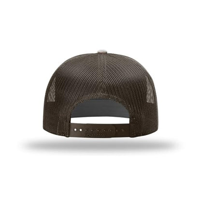 Richardson 168 Hi-Pro 7 Panel Adjustable Snapback Trucker Mesh Back Cap - color: Bark Duck Camo/Brown