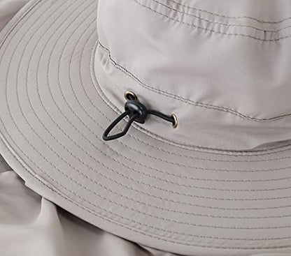 Home Prefer UPF50 Mens Sun Hat with Neck Flap Quick Dry UV Protection Cap Womens Wide Brim Fishing Hat Neck Flap Beach Garden - color: Ash Grey