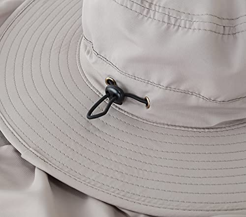 Home Prefer UPF50 Mens Sun Hat with Neck Flap Quick Dry UV Protection Cap Womens Wide Brim Fishing Hat Neck Flap Beach Garden - color: Ash Grey