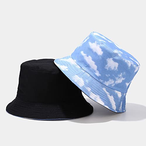Unisex Print Double-Side-Wear Reversible Bucket Hat - color: Cloud