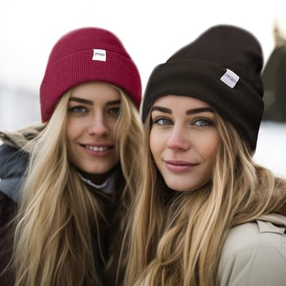 FEQO 4 Pack Satin Lined Winter Beanie Hats Soft Silk Lined Beanies - color: Black, Yellow, Olive Green, Hot Pink