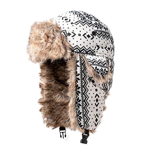 S A Soul of Adventure Winter Hat for Men & Women | Ushanka Russian Hat | Faux Fur Hat with Ear Flap - color: Nordic White