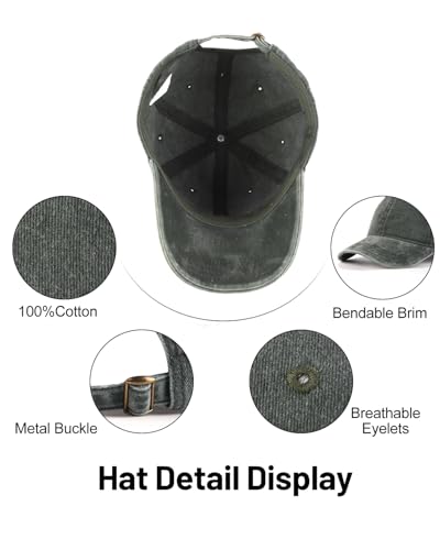 Zylioo XXL Baseball Cap for Big Heads Men Women, Washed Denim Dad Hat - color: Washed Olive Green, size: X-Large-XX-Large
