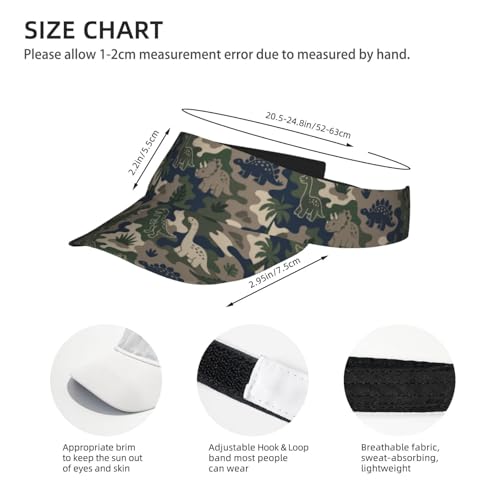 Sun Visor Hats Adjustable Open Top Sport Hat for Golf Women/Men - color: Camouflage Dinosaur Coconut Tree