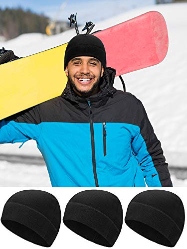 Syhood Winter Warm Skull Cap Soft Fleece Beanie Hat Thick Windproof Watch Cap Skiing Outdoor Warm Colored for Men Women - color: Black, size: Medium
