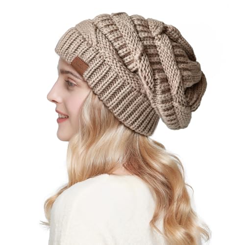 Women's Knitted Angora Wool Hat for Autumn and Winter Warm and Stylish with Rolled Brim and Slanted Rhinestones Cap - color: Z-camel-n