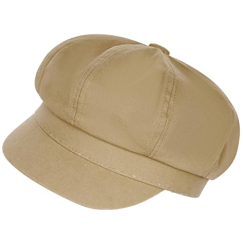 Newsboy Cape for Women - Classic 8-Panel Vintage Cabbie Baker Hat - color: Khaki