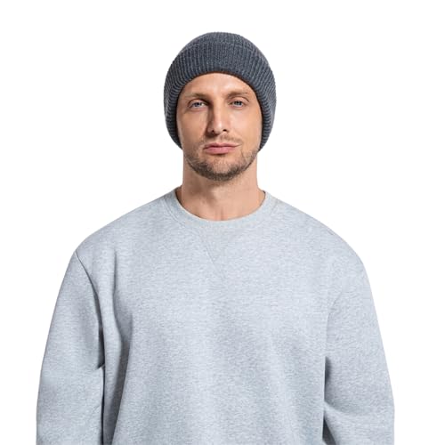 Winter Beanie Men Women Heavyweight Stretch Knit Cuffed Hat - color: Coffee Brown,round
