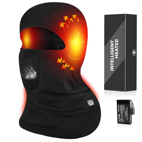 day wolf Heated Ski Mask Balaclava for Winter,Smart Heat Machine Washable Heated Warm Face Mask for Cold Weather - size: Medium