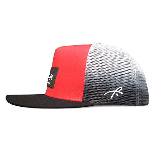 Grace Folly Trucker Hat for Men & Women. Snapback Mesh Caps - color: Red & Black With Fade